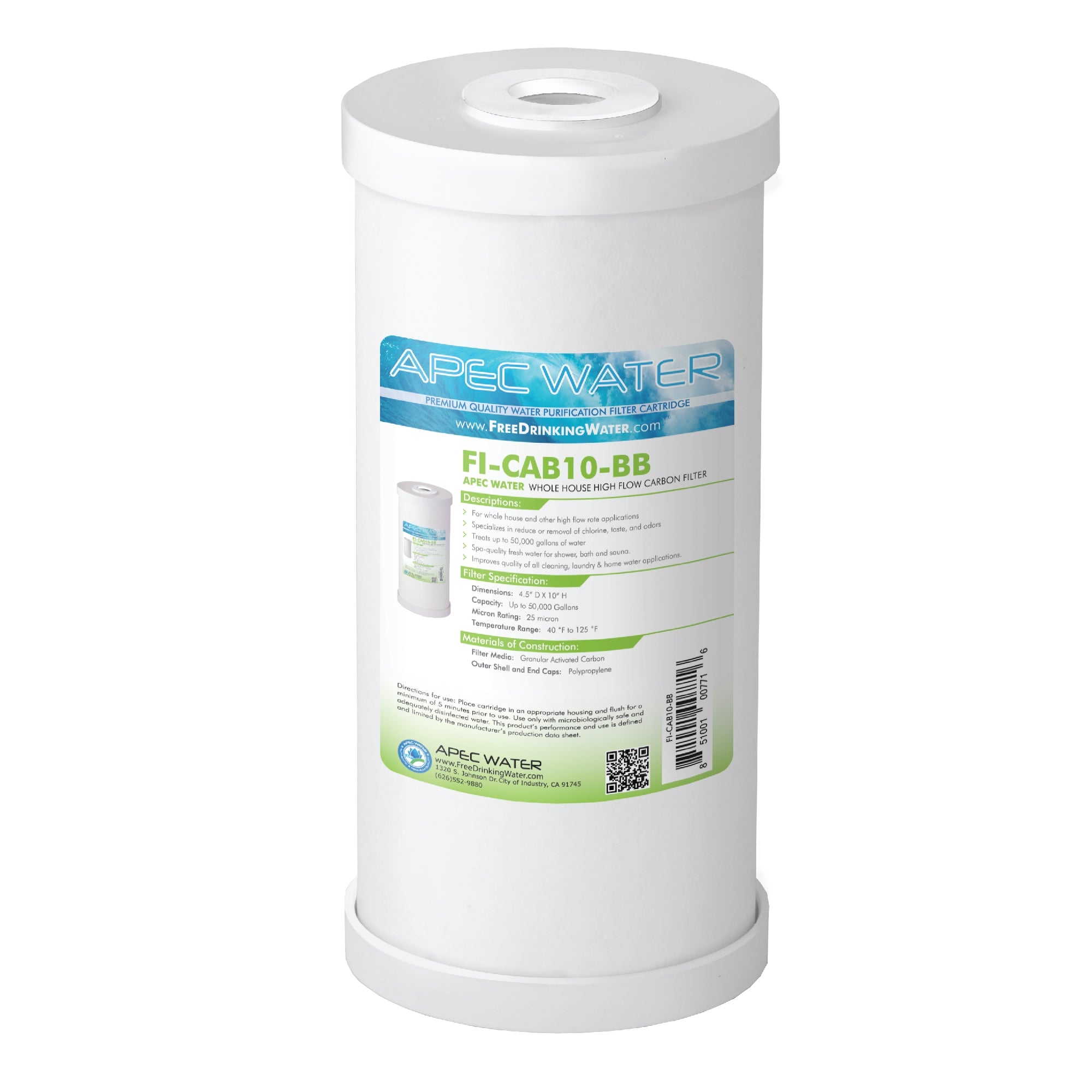 Whole House High Flow Radial-Flow GAC Carbon Filter 4.5"x 10 Inch, 25 Micron