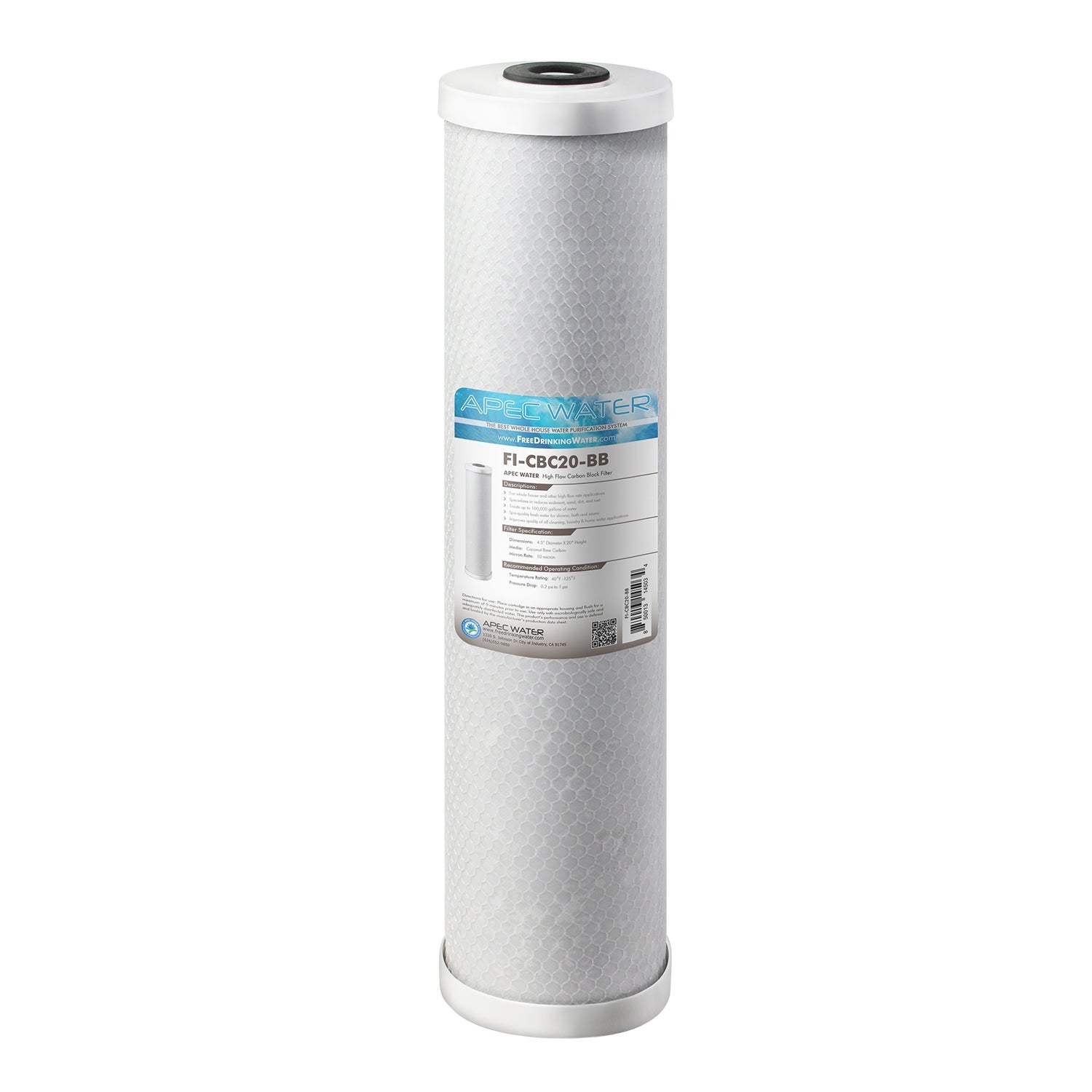 Whole House High Flow Carbon Block Replacement Water Filter 4.5"x 20 Inch, 10 Micron