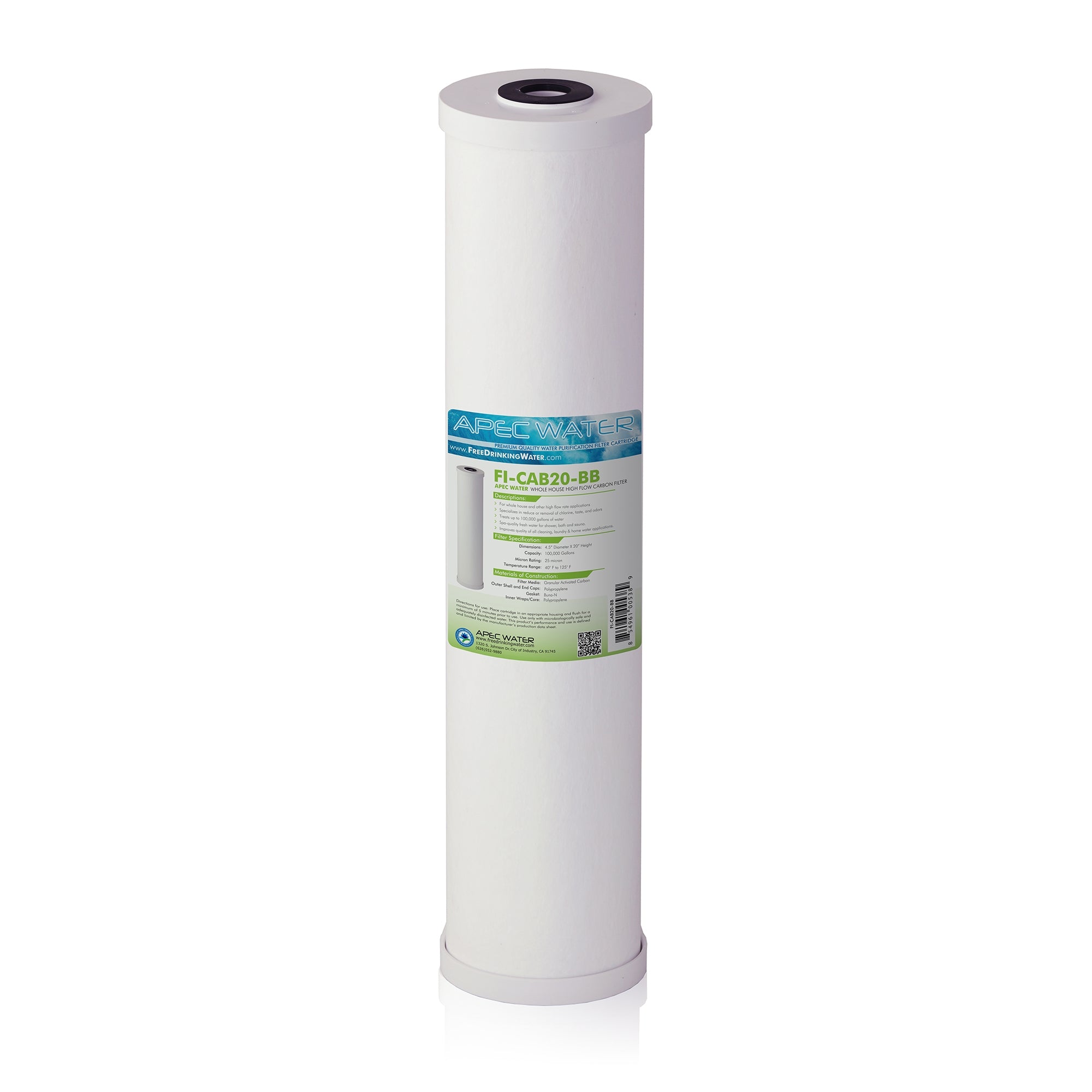 Whole House High Flow Radial-Flow GAC Carbon Filter 4.5"x 20 Inch, 25 Micron