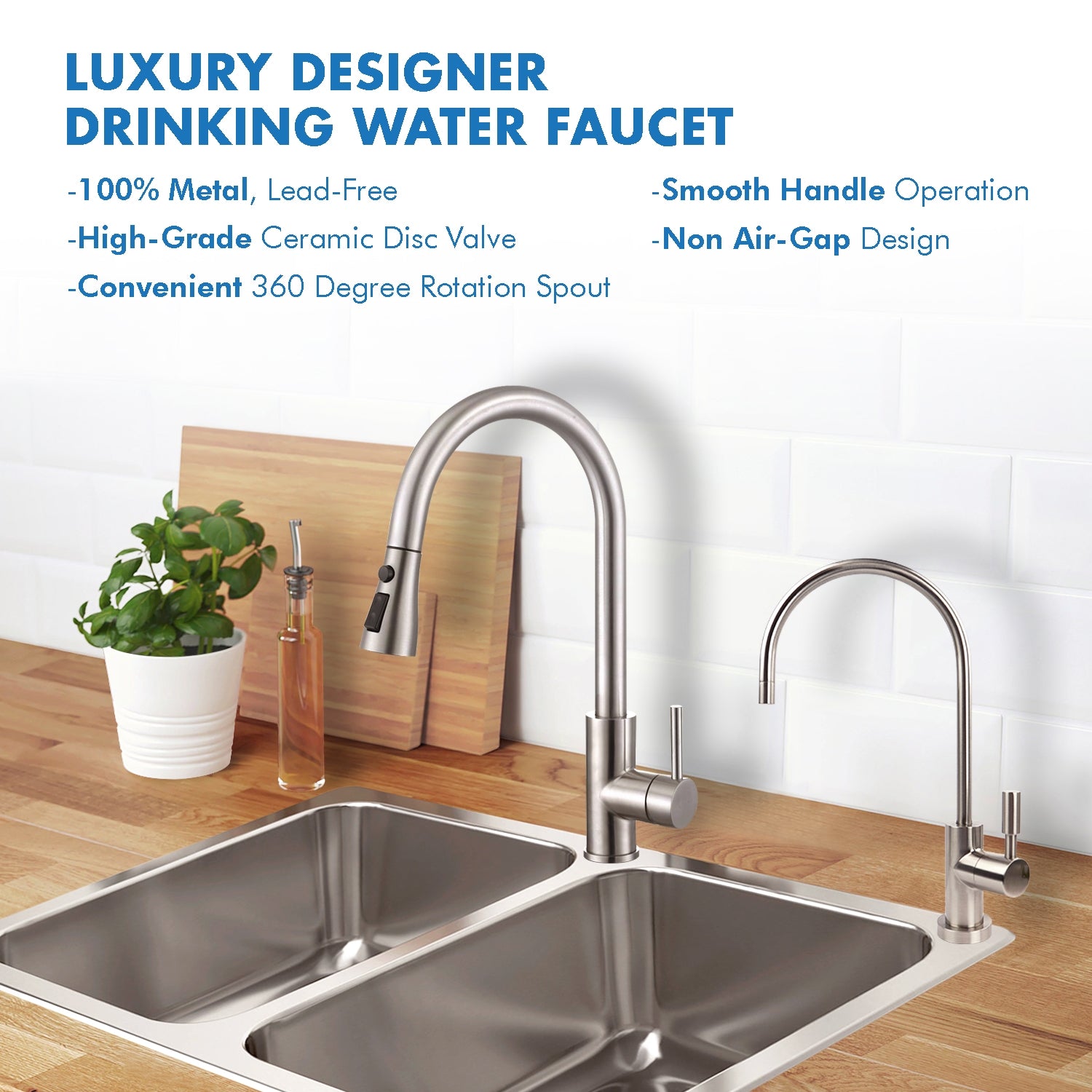 APEC Ceramic Disc Luxury Designer Reverse Osmosis Faucet - Brushed Nickel, Lead-Free