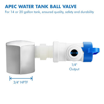 Tank Ball Valve - 3/4" NPTF, 1/4" Output (For 14 or 20 Gallon Tanks)