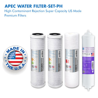 APEC RO Replacement Filters Pre-filter Set for All ULTIMATE 90 GPD PH RO Systems (Stages 1 - 3 and 6) - With 1/4"D Tubing