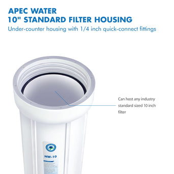 APEC 10 Inch White Standard Filter Housing with 1/4" John Guest Fittings