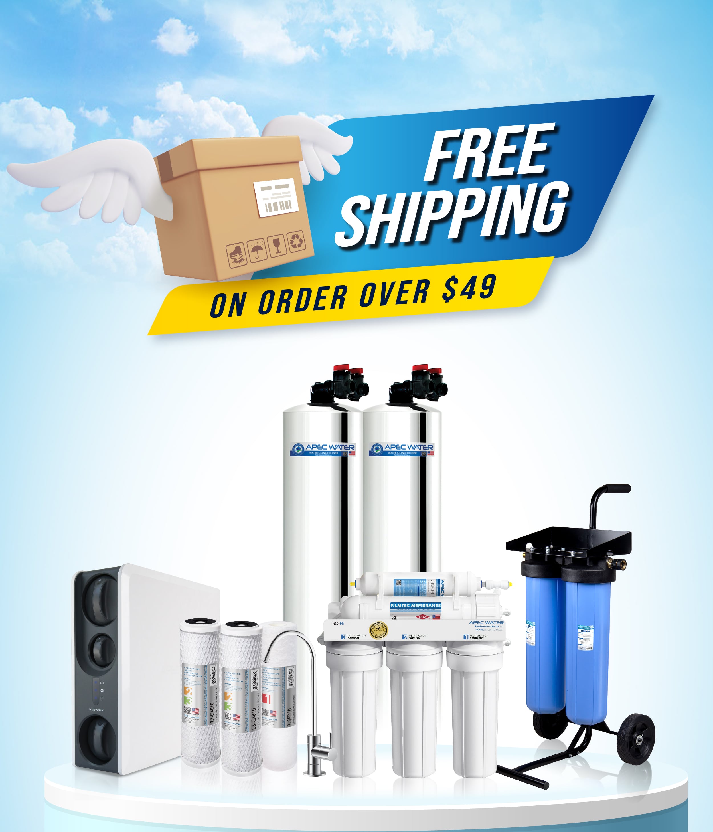 APEC Water free shipping homepage banner mobile