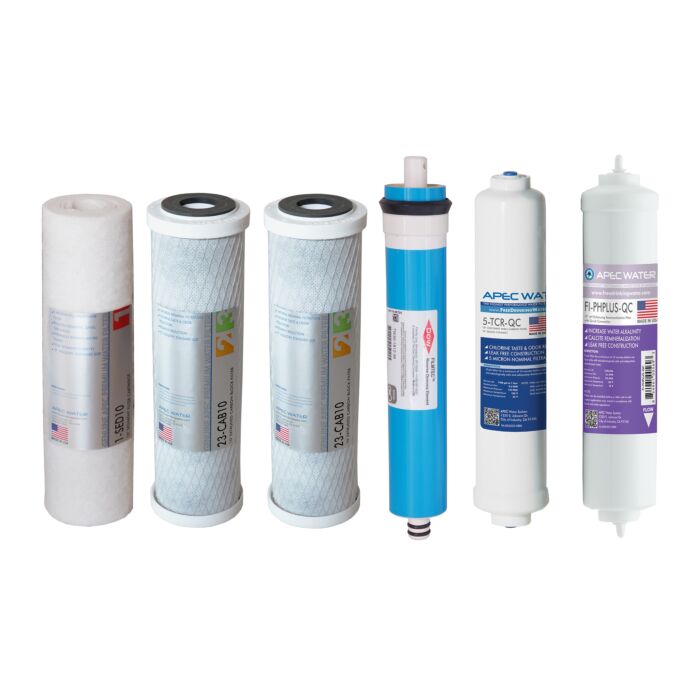 APEC Complete Filter Set for ULTIMATE 90 GPD PH Reverse Osmosis 6-Stage Systems (Stages 1-6) - With 1/4"D Tubing