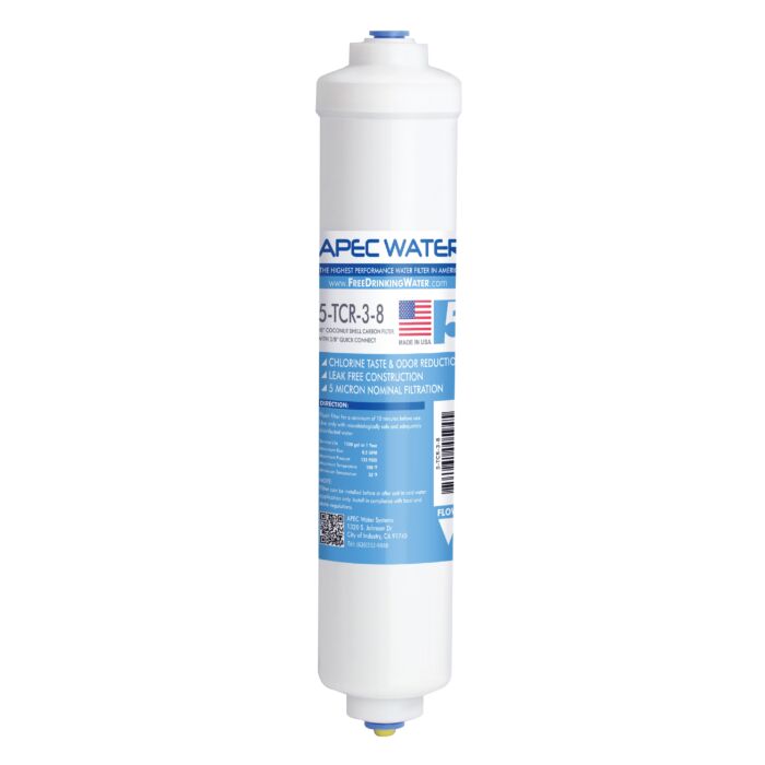 APEC ULTIMATE Inline Carbon Post-filter 10", with 3/8"D Tubing Output