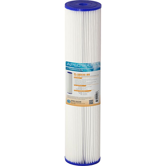 Whole House Reusable and Pleated Sediment Filter 4.5" x 20", 30 micron