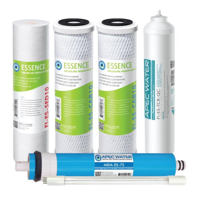 APEC Complete Filter Set for ESSENCE 75 GPD ROES-UV75-SS Reverse Osmosis Systems (Stages 1-6)