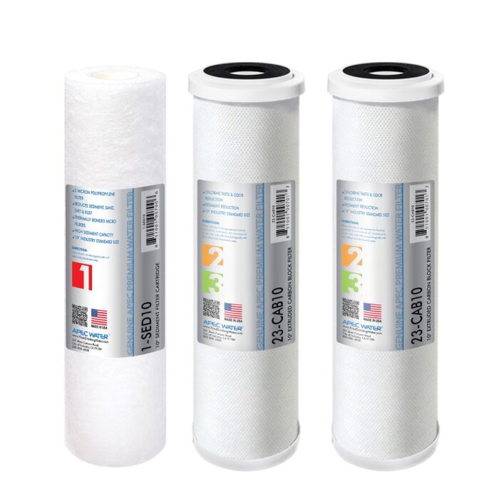 APEC RO Replacement Filters Pre-filter Set for All Under Counter ULTIMATE Reverse Osmosis Systems (Stages 1 - 3)