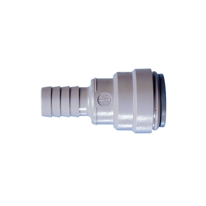 John Guest Metric To Inch Barb Connector (15 mm Stem OD x 1/2” Hose ID) (NC448)