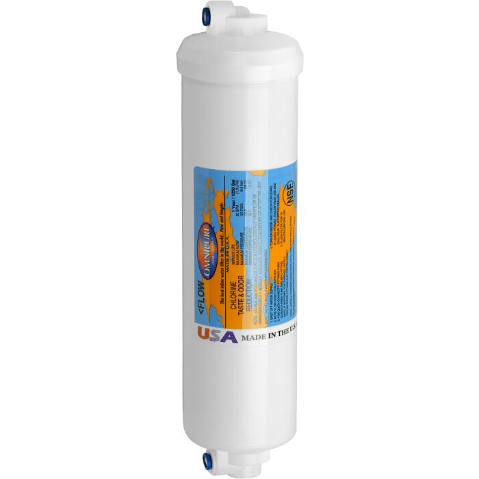 Omnipure Block Media Sediment Reduction  Inline Filter, 1/4” 90° Connection, 2.5" x 10", K5505-SS