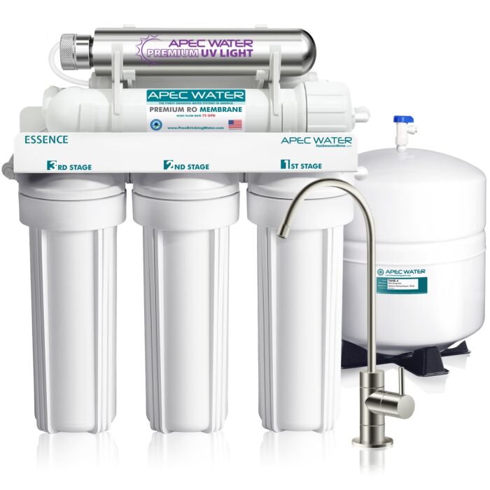 ROES-UV75-SS - Essence Stainless Steel UV Disinfecting 6-Stage 75 GPD Reverse Osmosis Drinking Water System 